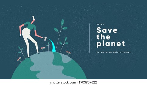 Earth Day. International Mother Earth Day. Environmental problems and environmental protection. Caring for Nature. Flat vector illustration.