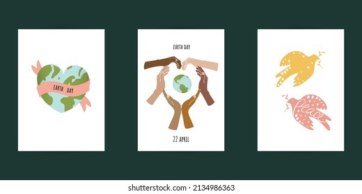 Earth Day. International Mother Earth Day. Environmental problems and environmental protection. Vector illustration. Caring for Nature. Set of vector illustrations
