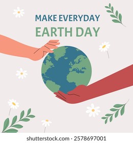 Earth Day. International Mother Earth Day. Environmental problems and environmental protection. Caring for nature. vector illustration Sustainable living concepts: love earth, make everyday Earth day