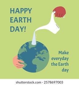 Earth Day. International Mother Earth Day. Environmental problems and environmental protection. Caring for nature. vector illustration Sustainable living concepts: love earth, make everyday Earth day