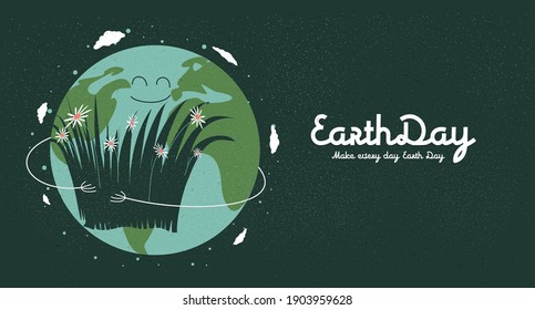 Earth Day. International Mother Earth Day. Earth in green. Environmental problems and environmental protection. Flat vector illustration.