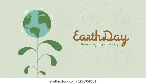 Earth Day. International Mother Earth Day. Earth in green. Environmental problems and environmental protection. Flat vector illustration.