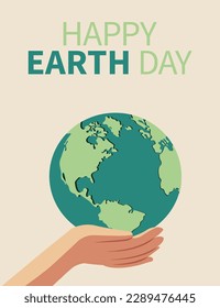 Earth Day. International Mother Earth Day. Hands holding globe. earth day concept Vector illustration, happy earth day.