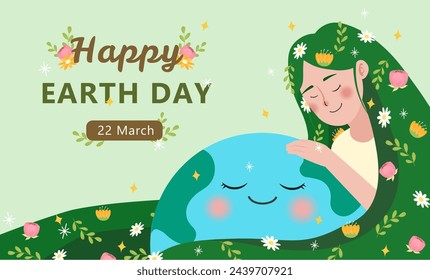 Earth Day. International Mother Earth Day. Happy Earth day concept. Save the Earth concept. Environmental problems and environmental protection. Vector illustration. Caring for Nature..