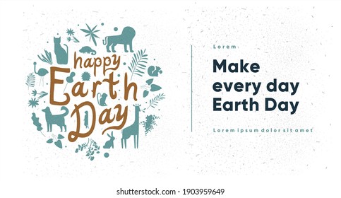 Earth Day. International Mother Earth Day. Earth Plants and Animals. Environmental problems and environmental protection. Flat vector illustration.