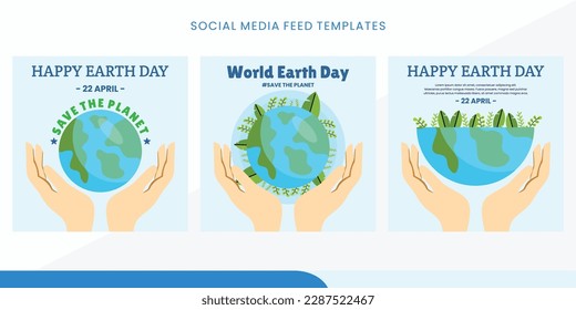 Earth Day. International Mother Earth Day. Vector illustration. Greeting for social media feed. Set of vector illustrations. Eps10.