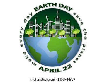 Earth day isolated on white background graphic vector