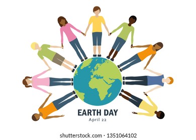 earth day kids around the world vector illustration EPS10