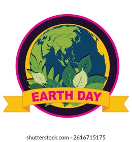 Earth Day label, vector illustration