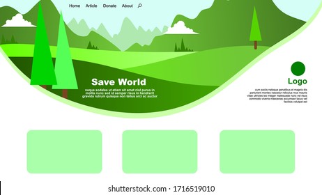 earth day landing page vector, website design or UI design related to earth day, images in the form of eps 10 and can be edited layer by layer