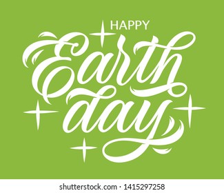 earth day lettering on green background