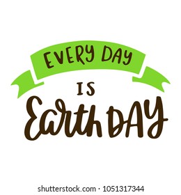 Earth day letteringCute vector illustration of happy Earth day lettering. Text sign slogan design for quote poster, greeting card, eco print, cool badge