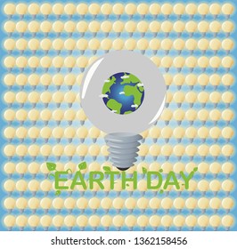 Earth Day. The light bulb inside which is the planet Earth