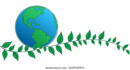 Earth day line art illustration, environment day line art vector illustration	