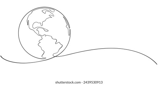 Earth day line art illustration, environment day line art vector illustration	