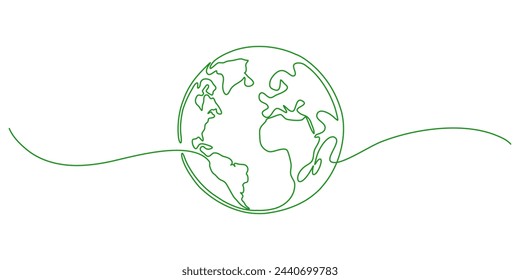 Ilustración de la línea del día de la tierra, ilustración vectorial de la línea del día del medio ambiente	