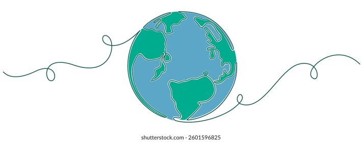 Earth day line art style vector illustration. Environment day line art style vector illustration