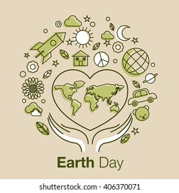 earth day, lint art style, logo, icon, vector