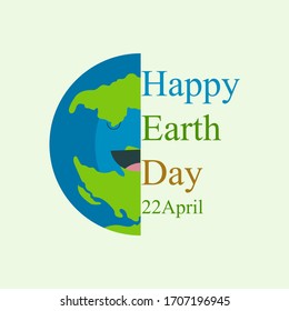 Earth day logo design concept,"Happy Earth Day, 22 April"with world map background illustration
