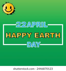 Earth day logo design. "Happy Earth Day, 22 April". World map background vector illustration. - Vector