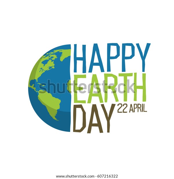 地球日标志设计 地球快乐日 4 月22 日 世界地图背景矢量插图 库存矢量图 免版税