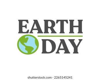 Earth day logo design with planet icon. Eco friendly design.