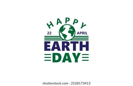 Earth day logo design with planet icon. Eco friendly design. Happy Earth Day Text Typography Illustration
