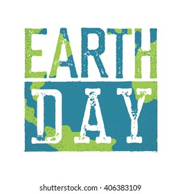 Earth Day Logo. Grunge texture in separate layer. 
