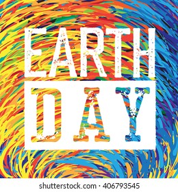 Earth Day Logo. Grunge texture in separate layer. 