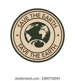 Icono del logo del Día de la Tierra, vector de la tierra con hoja verde, logo del símbolo de la Tierra guardado