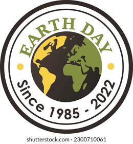 Earth day logo icon, earth vector with green leaf, save earth sign logo