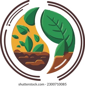 Earth day logo icon, earth vector with green leaf, save earth sign logo