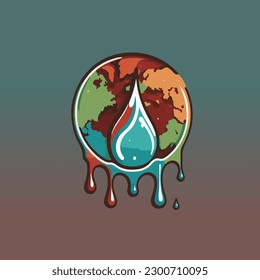 Earth day logo icon, earth vector with green leaf, save earth sign logo