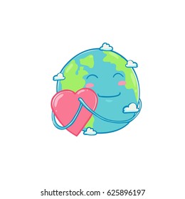 Earth Day Love Vector Cartoon Card