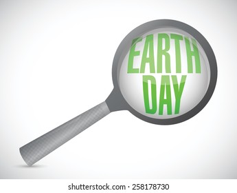 earth day magnify glass illustration design over white