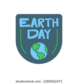 Earth day message badge with planet globe icon. Eco friendly message.