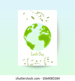 Earth day modern design. 22 April. Concept Poster With map. Vector illustration 