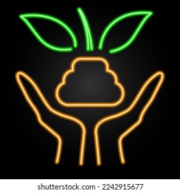 earth day neon sign, modern glowing banner design, colorful modern design trends on black background. Vector illustration.