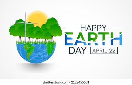 Earth day is observed every year on April 22, to demonstrate support for environmental protection. Vector illustration.