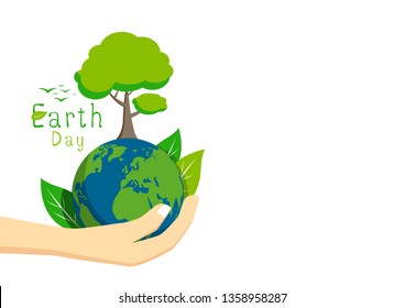 Earth day on white background vector illustration