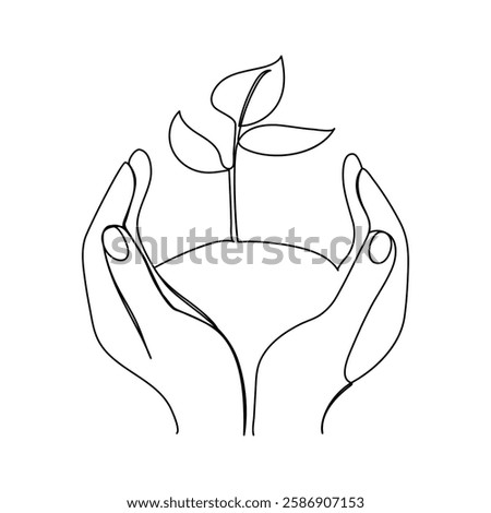 Earth day One continuous line drawing a plant that grows on the earth to keep it green Earth day minimalist concept simple lineearth happy earth