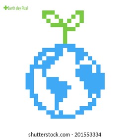 Earth Day Pixel. Save the Earth concept.