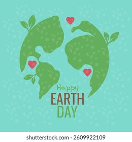 Earth Day with planet. Holiday card.	