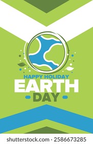 Earth Day. Planet day holiday. Nature and environment protection from climate change. Ecology green poster. Recycling. Alternative energy. Organic lifestyle. Vector illustration