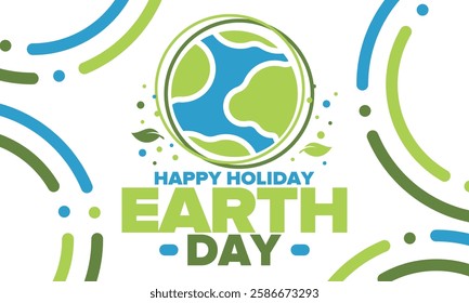 Earth Day. Planet day holiday. Nature and environment protection from climate change. Ecology green poster. Recycling. Alternative energy. Organic lifestyle. Vector illustration