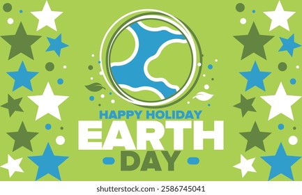 Earth Day. Planet day holiday. Nature and environment protection from climate change. Ecology green poster. Recycling. Alternative energy. Organic lifestyle. Vector illustration