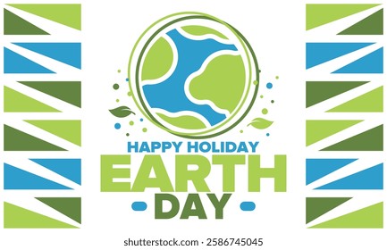 Earth Day. Planet day holiday. Nature and environment protection from climate change. Ecology green poster. Recycling. Alternative energy. Organic lifestyle. Vector illustration