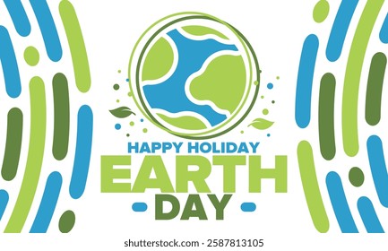 Earth Day. Planet day holiday. Nature and environment protection from climate change. Ecology green poster. Recycling. Alternative energy. Organic lifestyle. Vector illustration