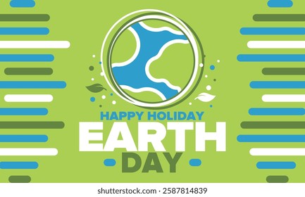 Earth Day. Planet day holiday. Nature and environment protection from climate change. Ecology green poster. Recycling. Alternative energy. Organic lifestyle. Vector illustration