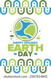 Earth Day. Planet day holiday. Nature and environment protection from climate change. Ecology green poster. Recycling. Alternative energy. Organic lifestyle. Vector illustration